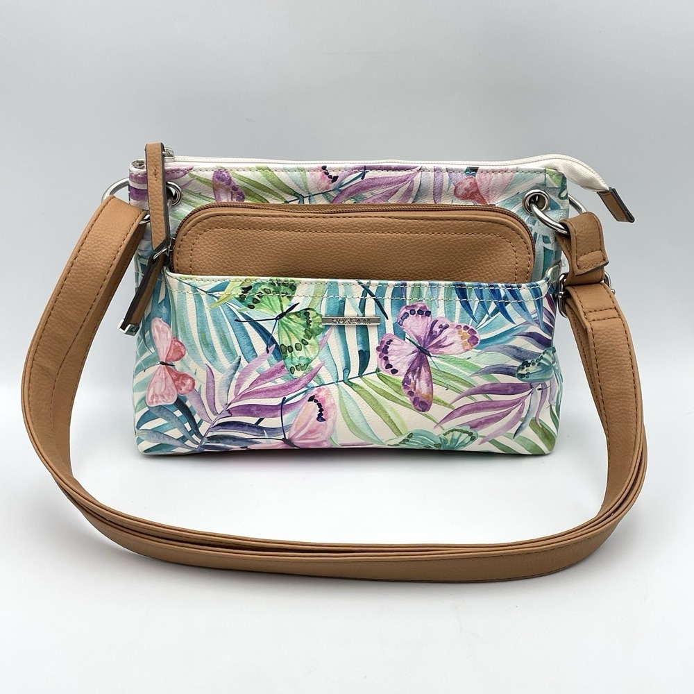 Rosetti‎ Flying Paradise Topical Butterfly Purse Handbag Crossbody 10" Zip Snap